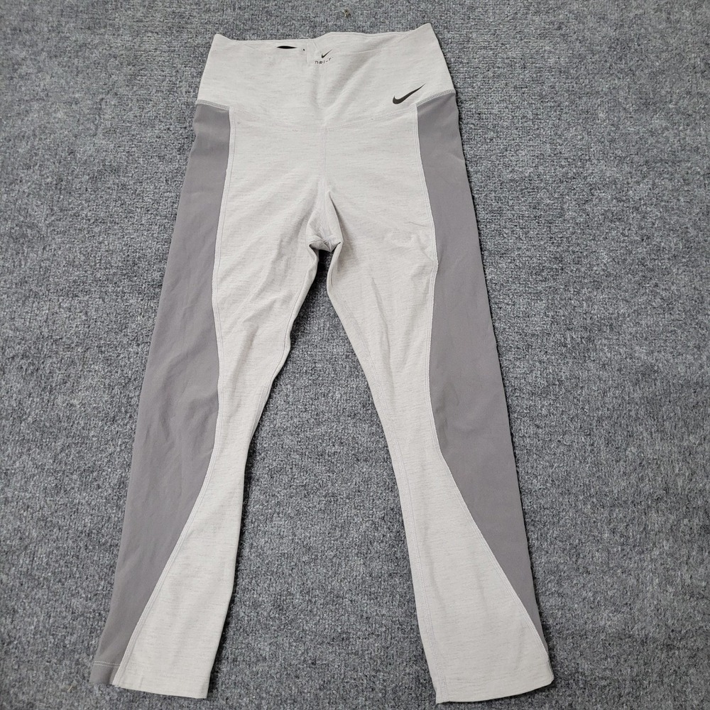 Nike Leggings Womens Size M Grey Dri-Fit High Waisted Colorblock Athletic Yoga